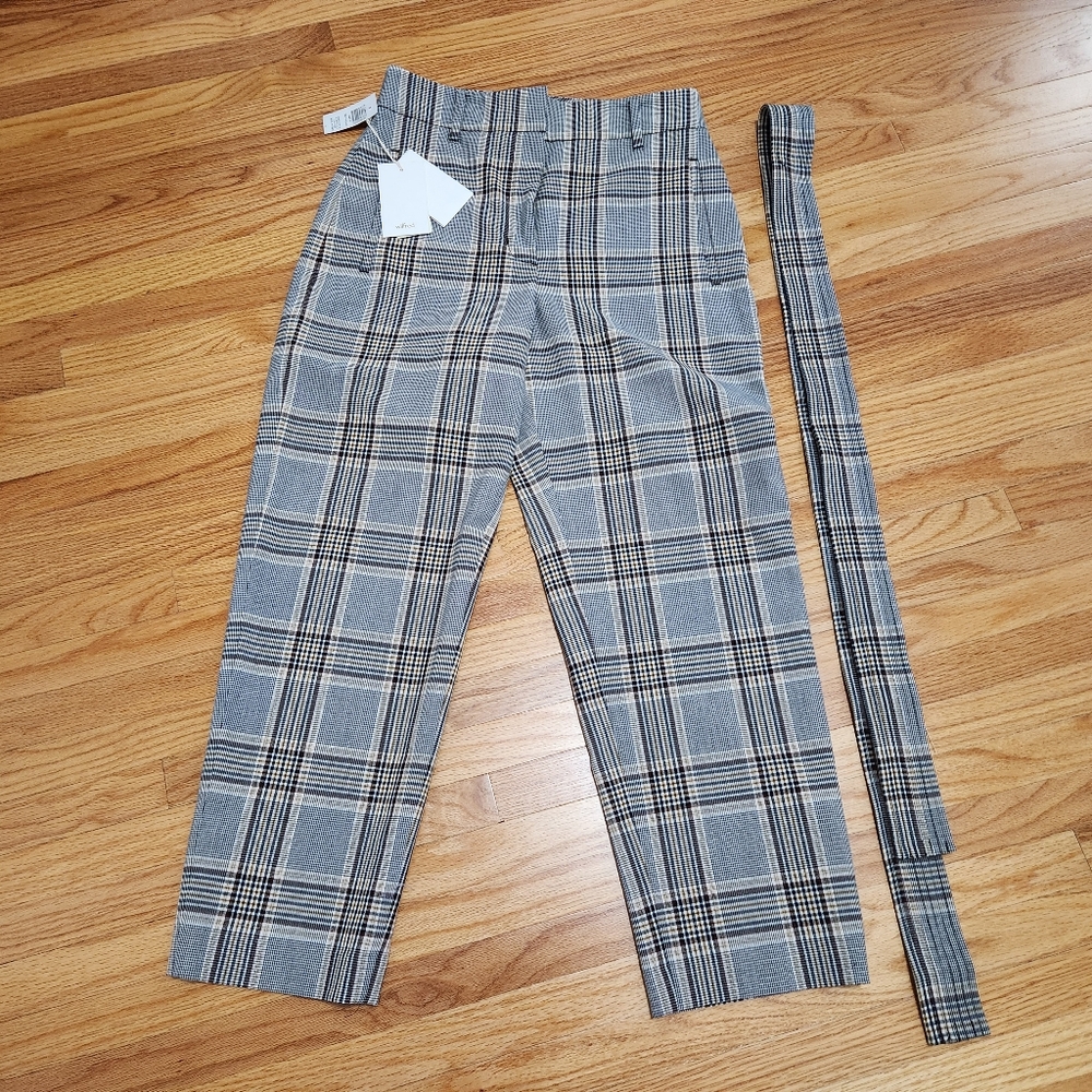 NWT Aritzia Wilfred Tie Front Pants size 6 plaid